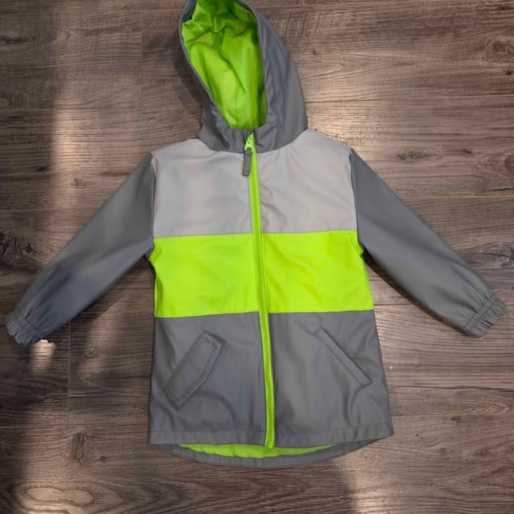 Andy & Evan Gray and Neon Green Kids Raincoat